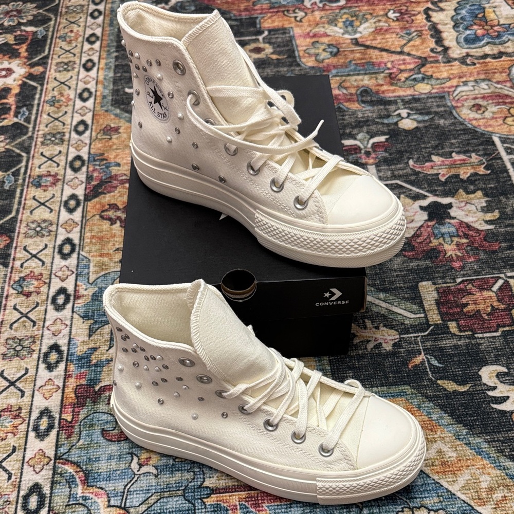 Converse White Studded High-Top Sneakers